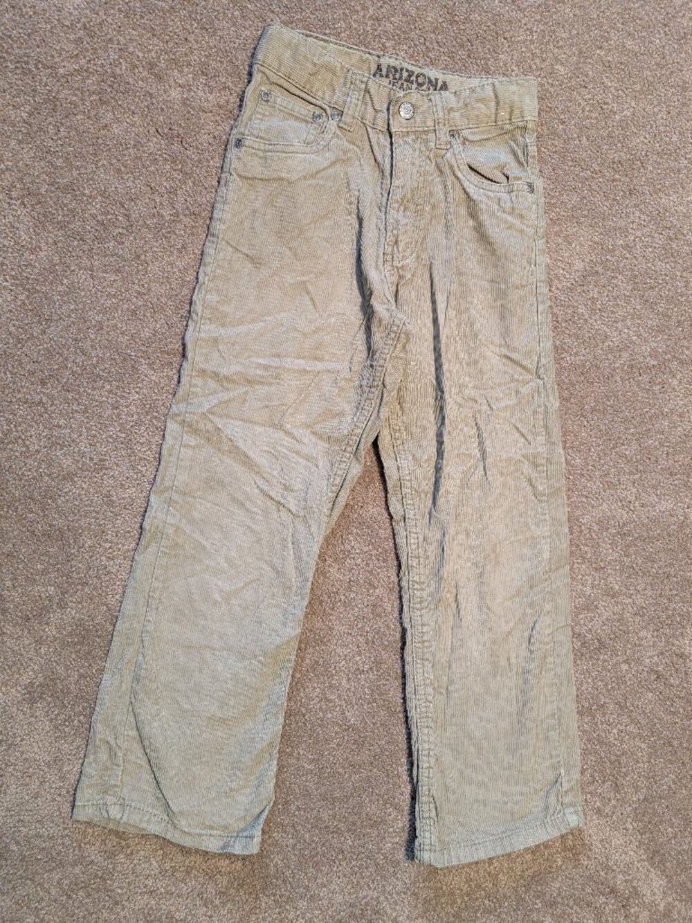 100% cotton Khaki corduroy pants brown tan size 7 Arizona jean co